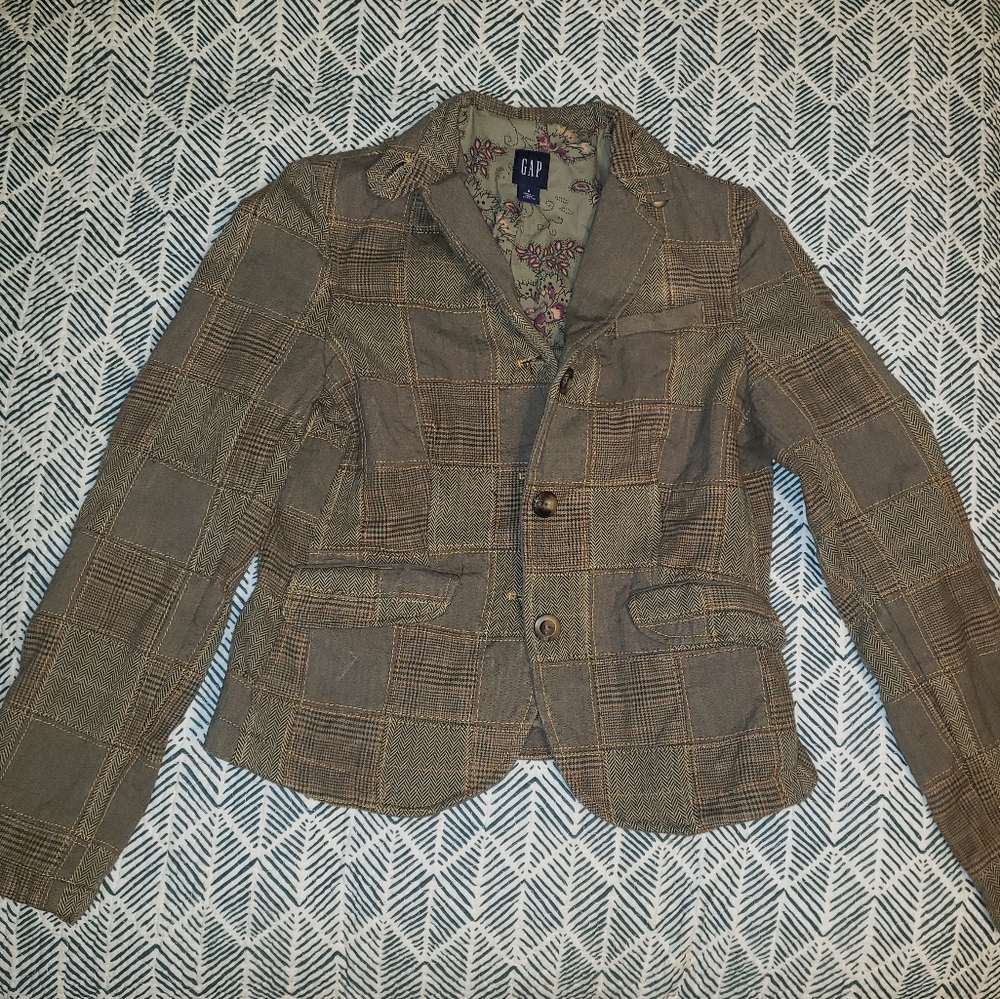 Vintage Gap Patchwork Plaid Blazer - image 1
